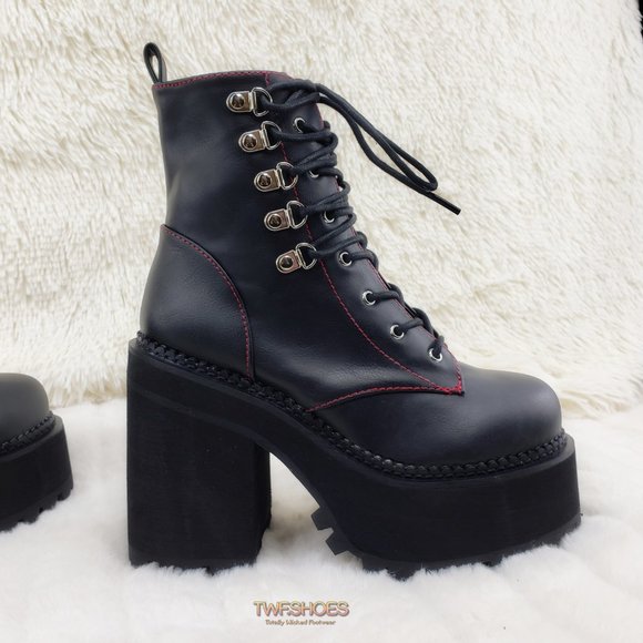 Gothic Punk Chunky Heel Platform Rocker Ankle Boot - Picture 5 of 16